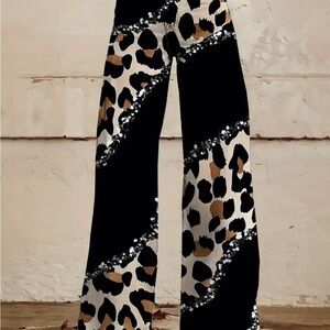 Leopard Print Wide-Leg Pants